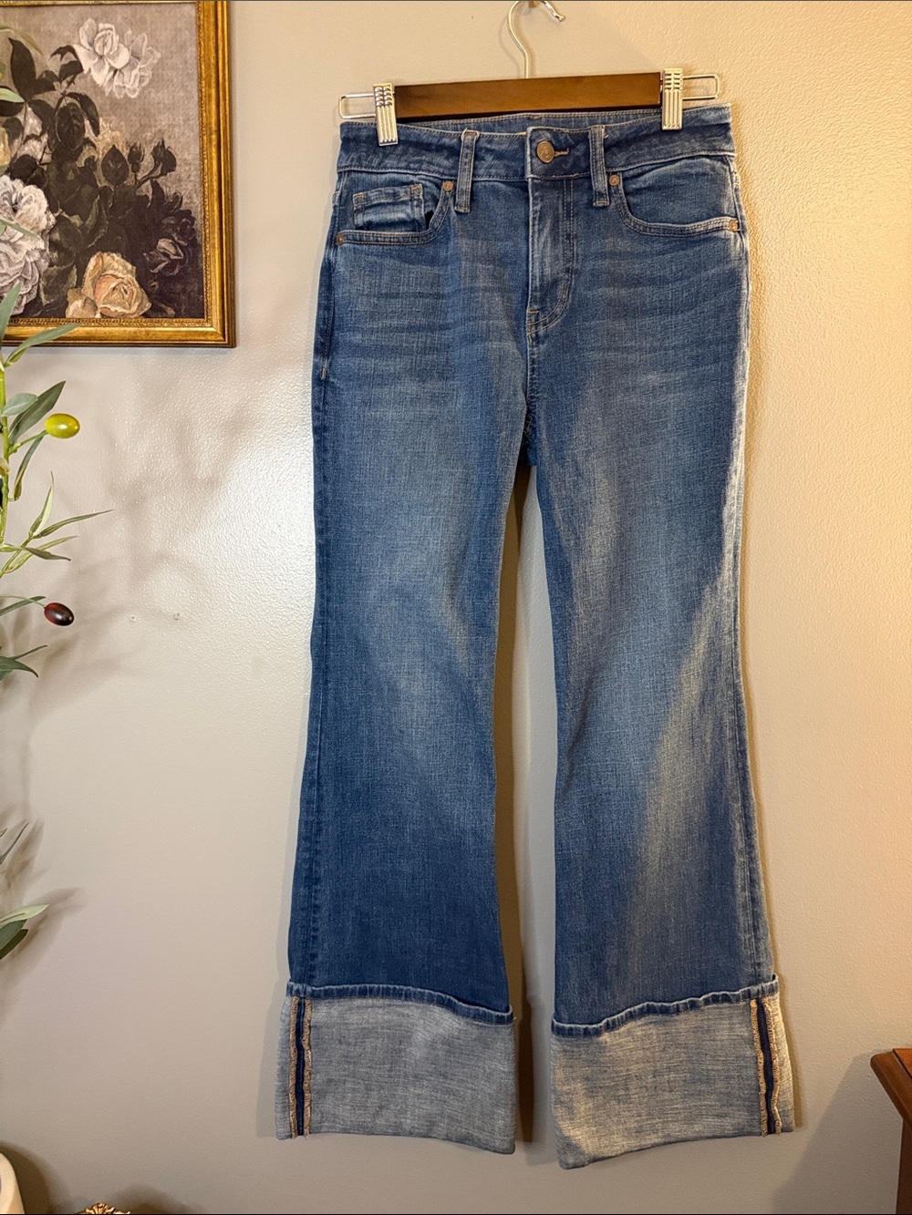 Shyanne Joni High Rise Trouser Jeans 26x32 Wide Cuff Western Boho - Picture 2 of 9